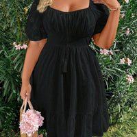 WYWH plus Size Elegant Pleated Chest Cutout Embroidered Dress