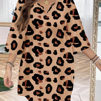 LUNE Casual Oversized Leopard Print Full-Length Dress, Simple Style, Suitable for Summer