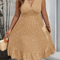 WYWH plus Polka Dot Print Ruffle Hem Dress