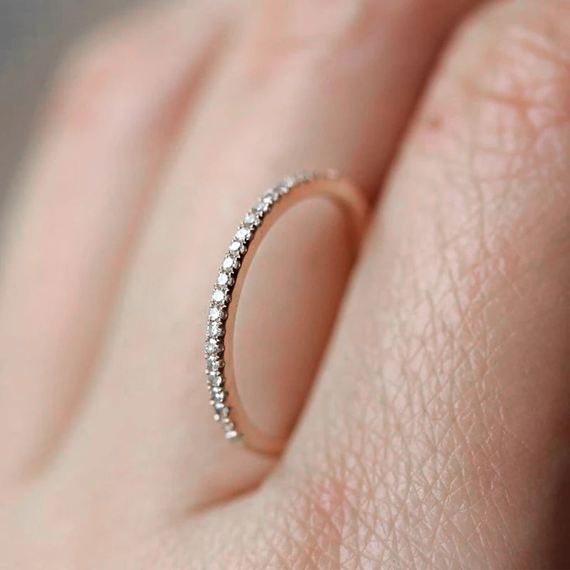 Tiny Delicate Micro Pave Zircon Rings