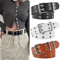 New Star Eye Rivet Belt Goth Style Double Pin Buckle