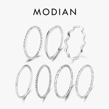 MODIAN 925 Sterling Silver Simple Fashion Stackable Ring