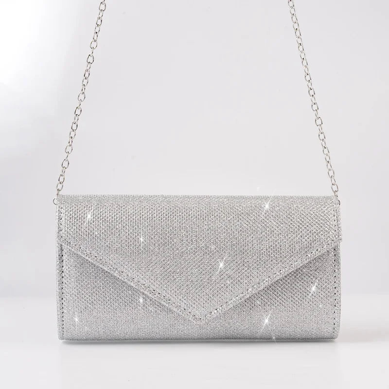 Women Envelope Evening Bag Glitter Ladies Chain Shoulder Bags