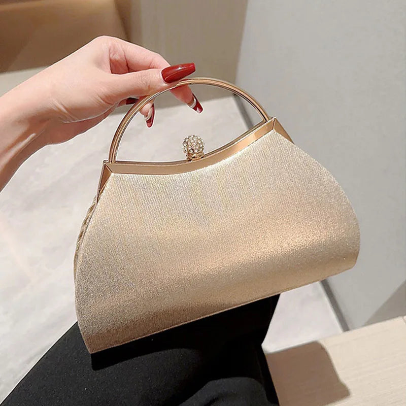 Pleated Evening Handbag Women Top Handle Glitter Clutch Ladies