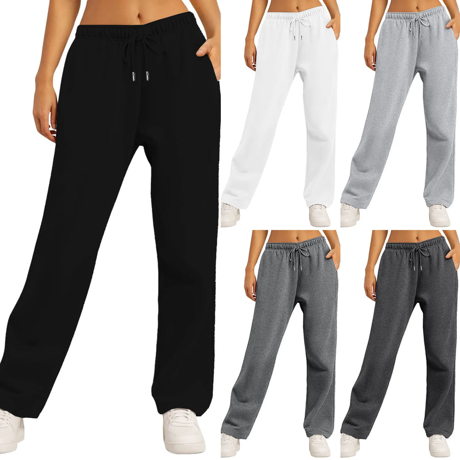 Wide Leg Pants For Women’S Fleece Lined Sweatpants Straight Pants