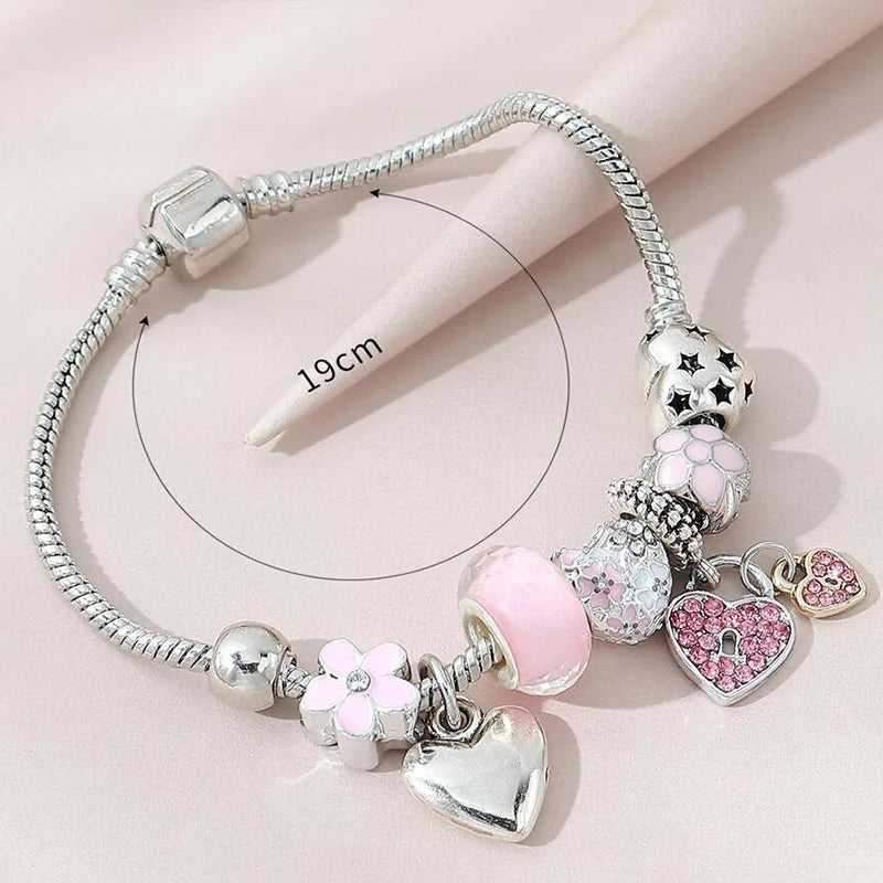 Summer Love Heart Pendant Charm Bracelet