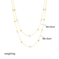 Stainless Steel Double Layer Pearl 2in1 Chains Necklace