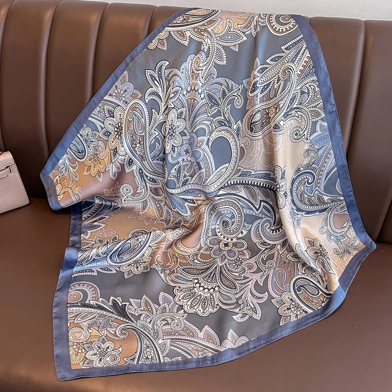 Luxury Floral Print Silk Square Scarf