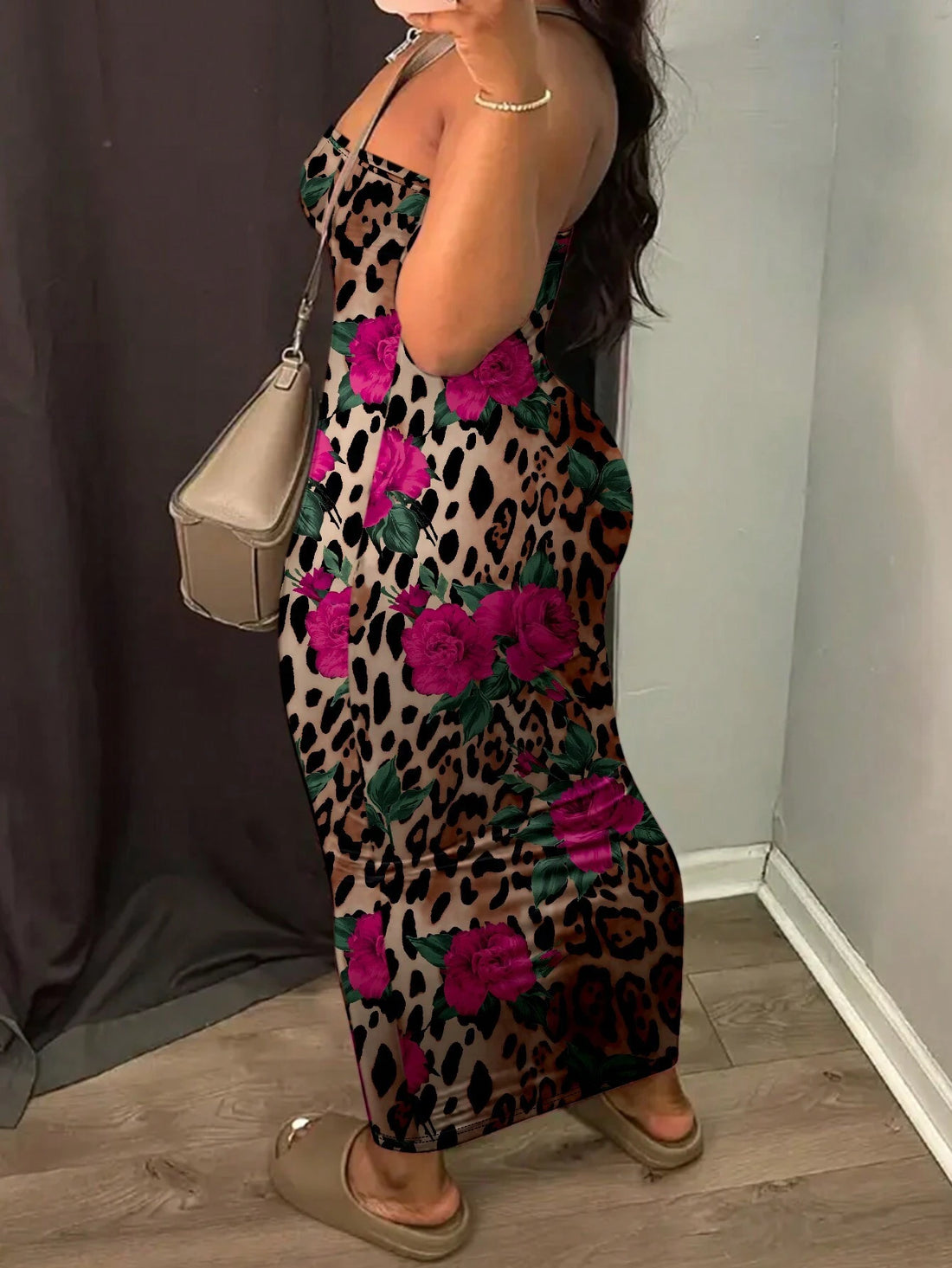 Slayr plus Size Women'S Casual Leopard Print Summer Strapless Bodycon Tube Dress